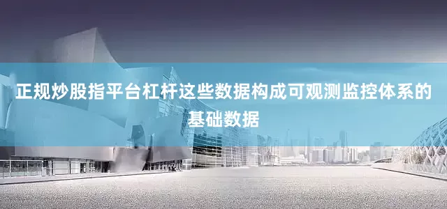 正规炒股指平台杠杆这些数据构成可观测监控体系的基础数据