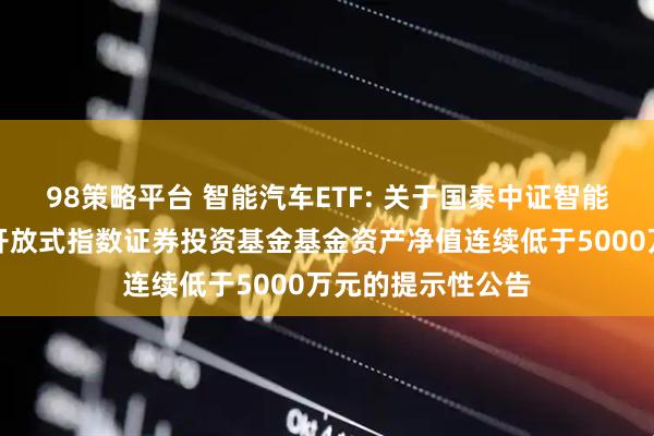 98策略平台 智能汽车ETF: 关于国泰中证智能汽车主题交易型开放式指数证券投资基金基金资产净值连续低于5000万元的提示性公告